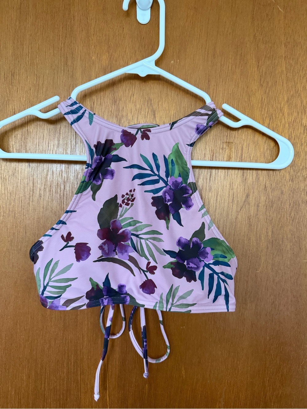 Trillium Pink and Purple Swim Crop Top with Floral Print